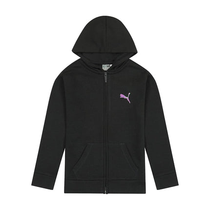 PUMA Girls' Core Logo Zip Up Hoodie, Puma Black, 6XS