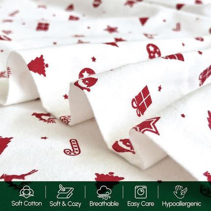 Elegant Comfort Ultra Soft 4-Piece 100% Turkish Cotton Flannel Sheet Set - Holiday Christmas Flannel Sheets, Warm and Cozy Anti-Pill Premium Quality, Deep Pocket Fitted Sheet- Twin XL, Red Stars