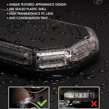 Xprite White Green Rooftop Emergency Strobe Light Bar, Beacon Safety Flashing Warnin Lights w/Control Panel Magnetic Base for Construction Trucks Plows Postal Security Cars