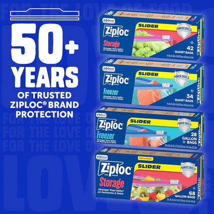 Ziploc Freezer Bags with New Power Shield Technology, For Food, Sandwich, Organization and More, Gallon, 72 Count