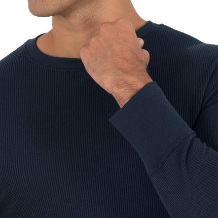 Fruit of the Loom Men's Recycled Waffle Thermal Underwear Crew Top (1 and 2 Packs) Pajama, Navy, 3X