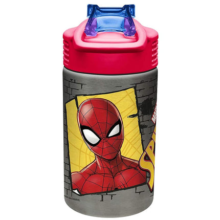 Zak Designs Marvel Comics Spider-Man Stainless Steel Water Bottle, 1 Count (Pack of 1), Spiderman SS
