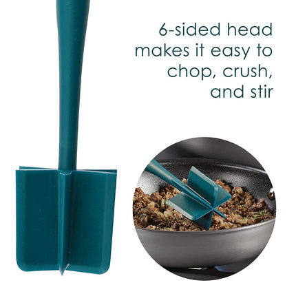Rachael Ray Tools and Gadgets Set de 3 ustensiles de cuisine Lazy Crush & Chop, Flexi Turner et Scraping Spoon, Bleu sarcelle