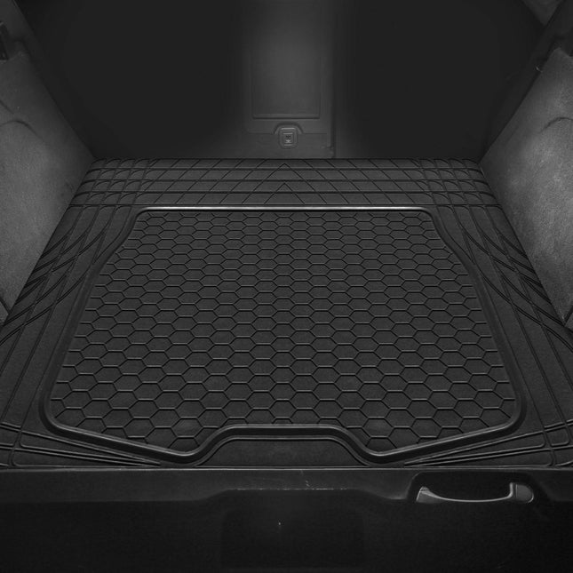 FH GROUP F16403BLACK ClimaProof™ para protección contra todo clima Alfombrillas de carga negras de ajuste universal para la mayoría de automóviles, SUV y camiones (vinilo recortable semipersonalizado, 55” x 32)