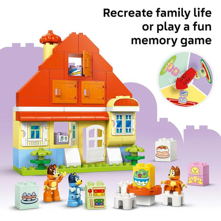 LEGO® DUPLO® Bluey: Bluey’s Family House with Memory Game 10459 2-in-1 Interactive Toy Combines Family Recall Fun with Pretend Play Inspired by the TV Show, Toy for Ages 3 Plus