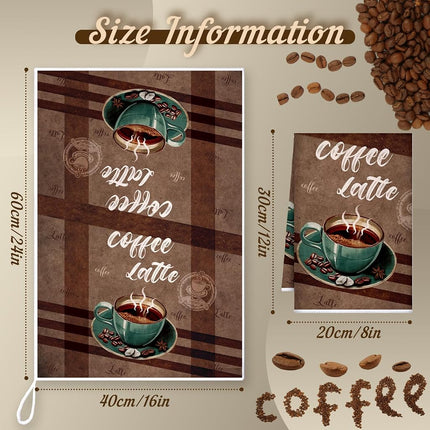 Boyiee Set of 6 Absorbent Dish Towels - 24 x 16 Inches, Retro Kitchen Hand Towels - Coffee Bar Decor, Coffee Lovers Gifts for Kitchen Room Decoration, 60 x 40 cm
