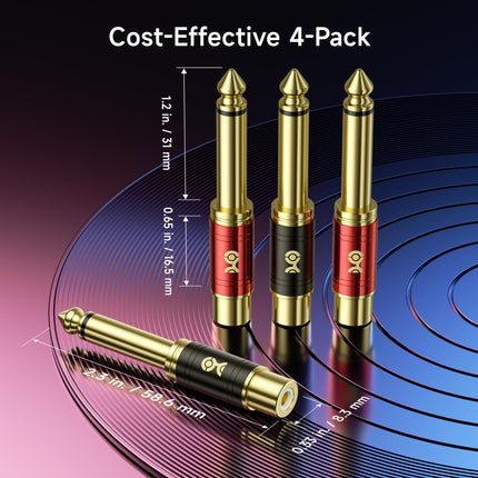 Cable Matters Paquete de 4 adaptadores RCA a 1/4 (adaptador de 1/4 a RCA)