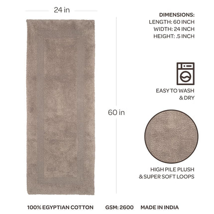 Bedford Home 100 Percent Cotton Reversible Long Bath Rug - Taupe - 24x60