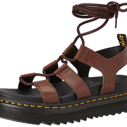 Dr. Martens Women's Nartilla Sandal, Dark Brown New Oily Illusion, 11