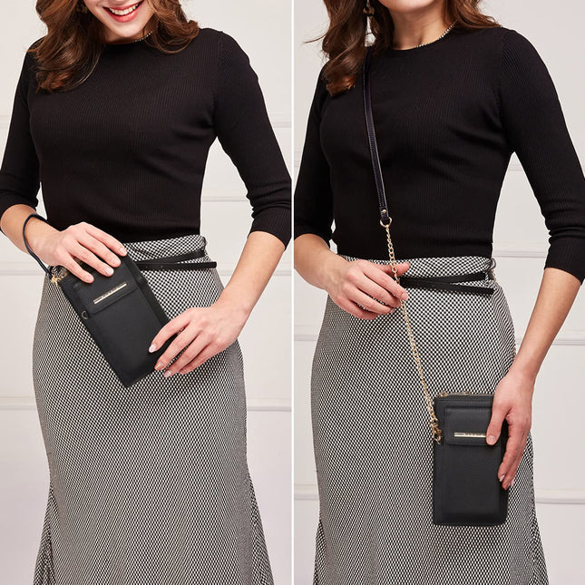 Dasein Vegan Leather Crossbody Bag for Women CellPhone Purse Shoulder Bag Credit Card Wallet Case Wristlet with Multi Pocket, 01black, average