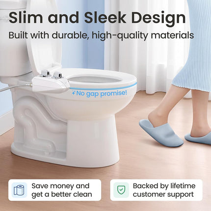 LUXE Bidet NEO 120 Plus - Single Nozzle, Non-Electric Bidet Attachment for Toilet Seat, Patented Slide-In Install, 360° Self-Clean, EZ-Lift to Clean, Rear Wash (White)