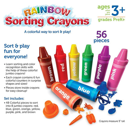 Learning Resources Rainbow Sorting Crayons, Early Recognition 56 Pieces, Ages 3+