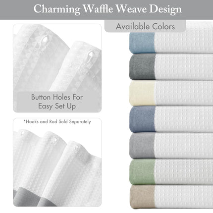 Madison Park Spa Waffle Shower Curtain Pieced Solid Microfiber Fabric with 3M Scotchgard Water Repellent Treatment Modern Home Bathroom Decorations, 54x78, Grey