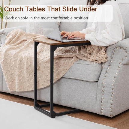 AMHANCIBLE C Shaped End Table, Couch Tables that Slide Under