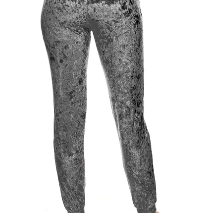 Pantalones de chándal de terciopelo para mujer ALWAYS - Terciopelo aplastado liso básico prémium suave elástico cálido para invierno, joggers carbón, pequeños