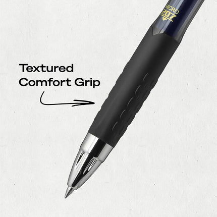 Uni-Ball® 207™ Retractable Fraud Prevention Gel Pens, Micro Point, 0.5 mm, Black Barrels, Blue Ink, Pack Of 12