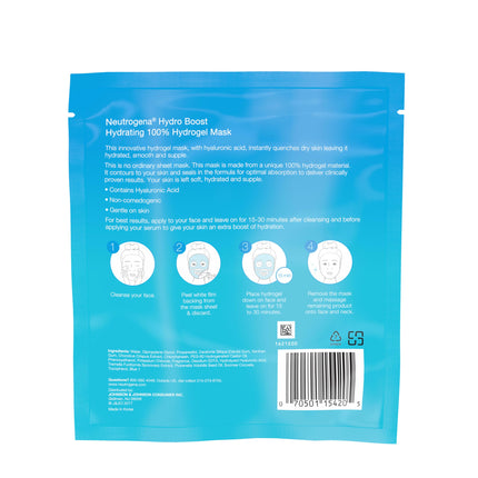 Neutrogena Hydro Boost Moisturizing & Hydrating 100% Hydrogel Face Mask Sheet with Hyaluronic Acid, 1 oz,pack of 12