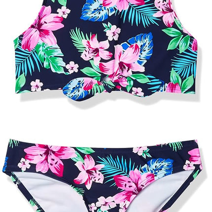 Kanu Surf Traje de baño de dos piezas tipo bikini deportivo de playa Addie UPF 50+ para niñas, color azul marino Peggy, talla 12