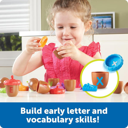 Learning Resources Alphabet Acorns — 78 Piece Alphabet Learning Toy for Phonics, Letter Recognition & Fine Motor Skills, Montessori-Inspired ABC Game for Ages 3+, Classroom/Home School