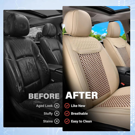 Coverado Waterproof Seat Covers for Cars, Front Car Seat Covers, 2 in 1 Conversions Car Seat Protector Automotive Seat Covers Universal Fit for Most Cars SUVs and Trucks(Beige)