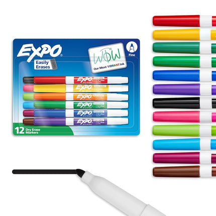 Expo 2 Low-Odor Dry Erase Markers, Fine Point, Pack of 12, Assorted Colours by Expo