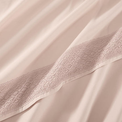 Modern Threads Pacific Coast Textiles 3 PIECE CROCHET LACE MICROFIBER SHEET SET BLUSH TWIN, Microfibre
