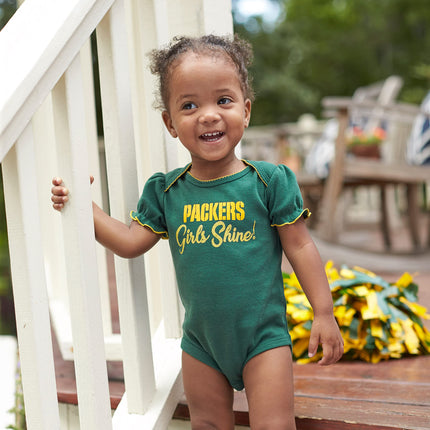 Gerber Baby Girl's Standard NFL 3 Pack Short Sleeve Onesie Bodysuit, Team Color, 3-6 Months
