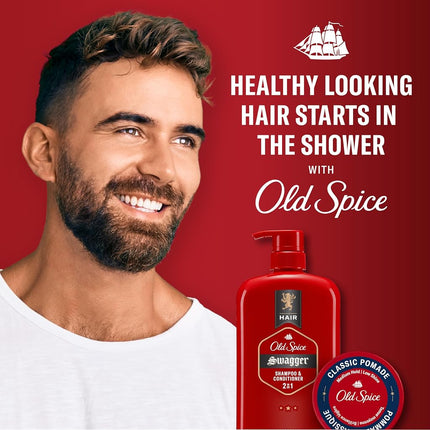 Old Spice Swagger 2-in-1 Shampoo and Conditioner for Men, 29.2 Fl Oz (Pack of 2)