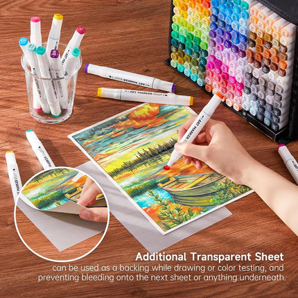 Shuttle Art Alcohol Markers, 204 Colours Dual Tip Art Markers Plus2 Colourless Blender, Felt Tip Colouring Pens with Case for Artist Adult Illustration Colouring Sketching Highlighting and Card Making