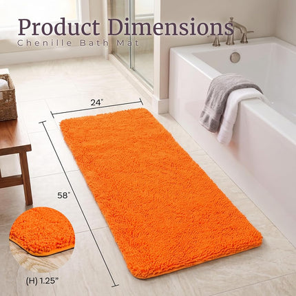 Tapis de bain shaggy en mousse à mémoire de forme Bedford Home, 60 x 150 cm, orange