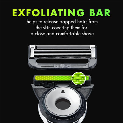 GilletteLabs Men's Sharp White Edition Handle with Exfoliating Bar, 2 Blade Refill and Travel Case, Gift Set