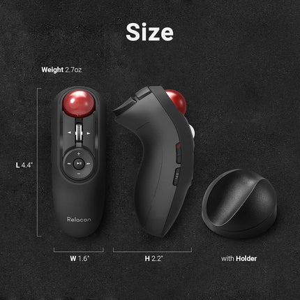 Elecom Relacon Handheld Trackball Mouse, Thumb Control, 2.4GHz Wireless, Ergonomic Design, 10-Button Function, Windows11, MacOS (M-RT1DRBK)