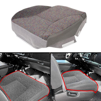 ECOTRIC Mist Gray Driver Side Bottom Replacement Cloth Seat Cover for 1998 1999 2000 2001 2002 Dodge Ram 1500 2500 3500 SLT by Registration