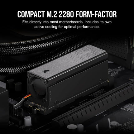 Corsair MP700 PRO SE with Air Cooler 4TB PCIe 5.0 x4 NVMe 2.0 M.2 SSD – M.2 2280 – Up to 14,000MB/sec Sequential Read – High-Density 3D TLC NAND – Black