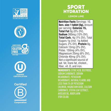 Nuun Sport: Electrolyte-Rich Sports Drink Tablets, Lemon Lime, Box of 8 Tubes (80 servings), Sports Drink for Replenishment of Essential Electrolytes Lost Through Sweat