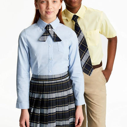 French Toast Girls' Plaid Pleated Skirt, Blue & Gold Plaid, 8
