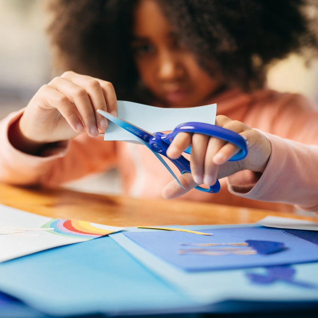 Fiskars 6" Left-Handed Big Kids Scissors for Ages 8-11, Scissors for School or Crafting, Back to School Supplies, Ombre Blue-Turquoise