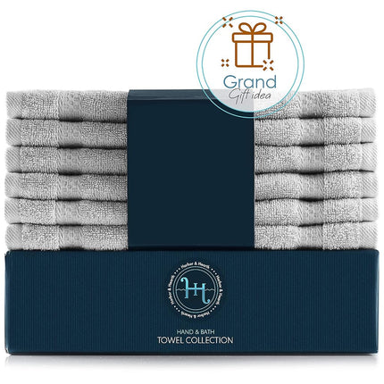 Hearth & Harbor 100% Ring Spun Cotton Washcloths 12 Pack - Washcloth for body and face, High Absorbent and Soft 33x33 cm Body Wash Cloth, Quick Dry - Black Washcloths