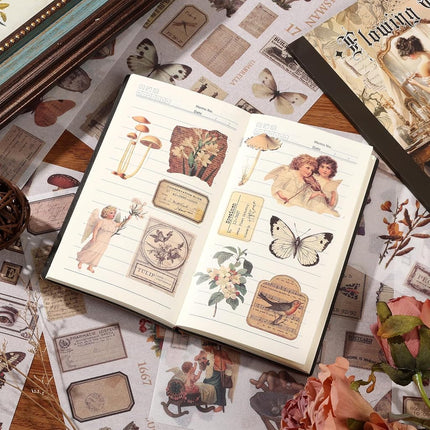 Auguro Vintage Ephemera Sticker 24 Sheets 480 precut washi Stickers Paper Journal Stickers for Adults Junk Journal Sticker Book Scrapbooking Supplies