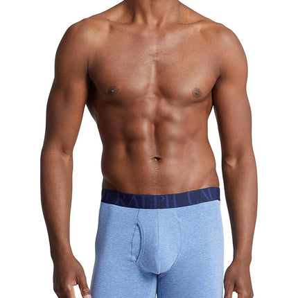 POLO RALPH LAUREN Men's Stretch Classic Fit Boxer Briefs, Trunks & Long Leg Available, 3-Pack, Pale Royal Heather/Monroe Blue Heather/Blue Saturn, XL