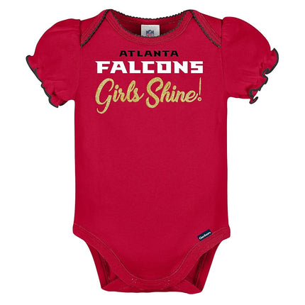 NFL Gerber Baby Girl's Standard 3 Pack Short Sleeve Onesie Bodysuit, Team Color, 3-6 Months