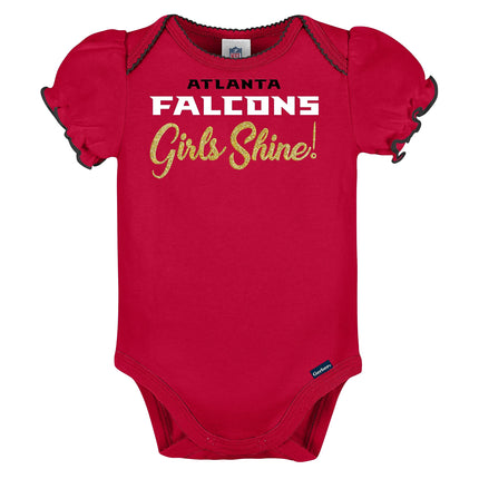NFL New York Giants - Paquete de 3 pañaleros con manga con volantes del equipo, azul/blanco/rosa New York Giants, 3-6 meses
