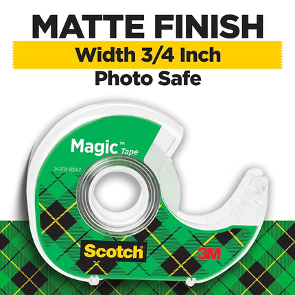 Scotch Magic Tape, 6 Rolls with Dispensers, Great for Gift Wrapping, Numerous Applications, Invisible, Engineered for Repairing, 3/4 x 650 Inches (6122) (6 Pack)