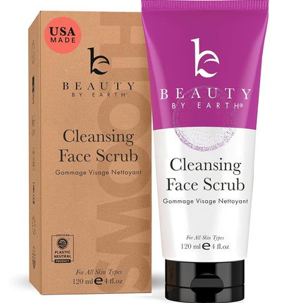 Gommage et nettoyant pour le visage microdermabrasion bio, ingrédients naturels et biologiques, nettoyant exfoliant pour un nettoyage en profondeur des pores et anti-âge, idéal pour l'acné, les peaux sèches, grasses ou sensibles des hommes et des femmes.