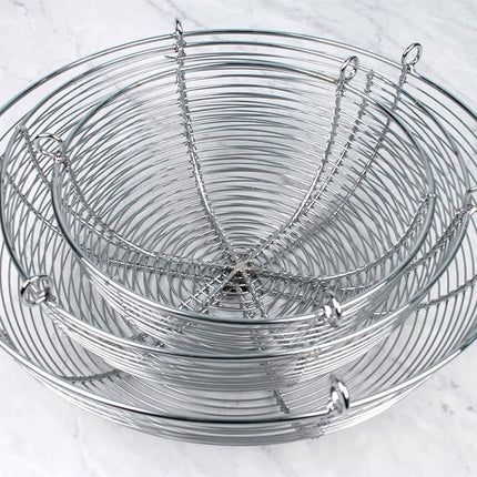 (80cm , Stainless Steel) - RSVP 3-Tier Hanging Woven Wire Basket