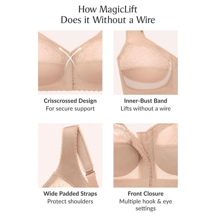 Glamorise MagicLift Front-Closure Support Wirefree Bra 1200 (Women's & Women's Plus)