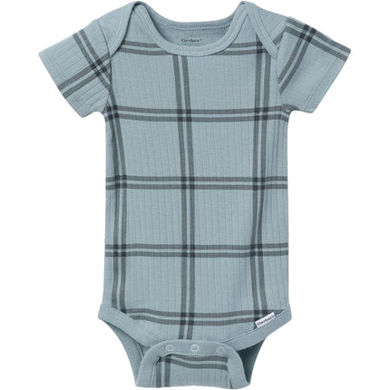 Gerber Unisex Baby Multi-pack Onesies Bodysuits (Short and Long Sleeve), Blue Plaid, 0-3 Months