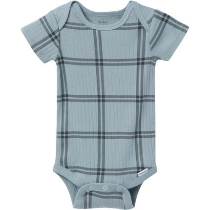 Gerber Unisex Baby Multi-pack Onesies Bodysuits (Short and Long Sleeve), Blue Plaid, 0-3 Months