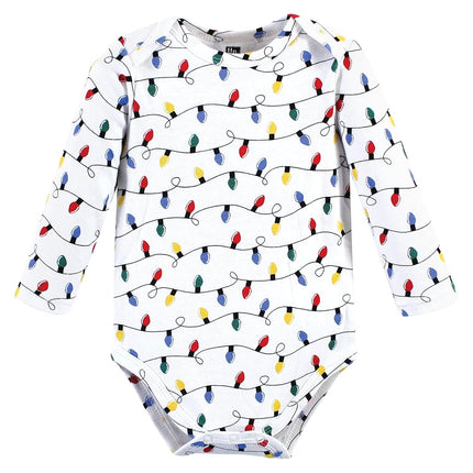 Hudson Baby unisex-baby Cotton Long-sleeve Bodysuits, Red Christmoose, 6-9 Months