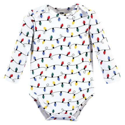 Hudson Baby unisex-baby Cotton Long-sleeve Bodysuits, Red Christmoose, 3-6 Months